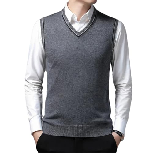 Men's Knit Sweater Vest V-Neck Sleeveless Pullover Solid Color Casual Slim Fit Knitwear Men Clothing