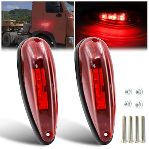 Ygmylandbb 2pcs Red 6LED Trailer Marker Lights, 12v/24v Surface Mount Clearence Light, 5.9 inch Waterproof Sealed Side Marker Indicators Light for Front Rear Trailer Truck RV Camper Boat