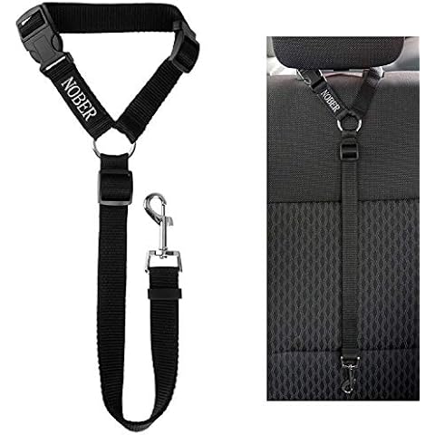 NOBER Pet Dog Cat Seat Belts, Car Headrest Restraint Adjustable Safety Leads Vehicle Seatbelt Harness 1 Pack Cover