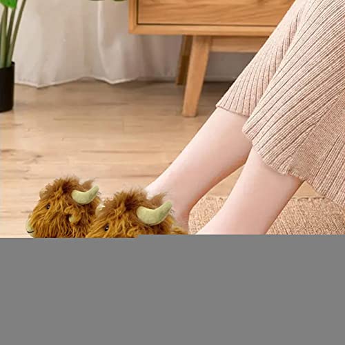 Home Shoes Unisex Hochlandkuh Hausschuhe, Stofftier Figur Spielzeug Rind Kuschel Langhaar Stier Plüschtier Für Kind