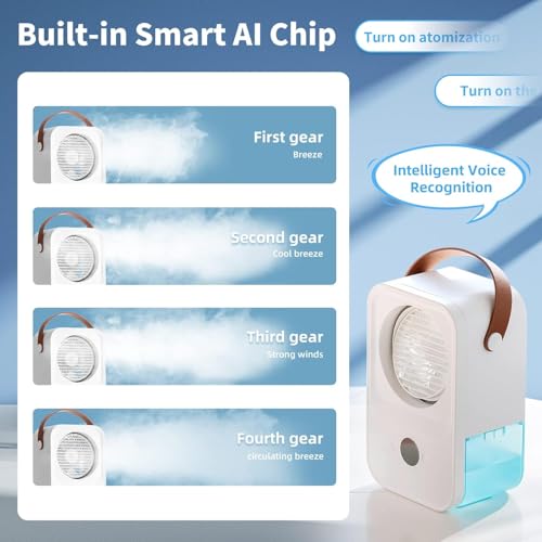 Fadachy Portable Air Conditioners Fan With Voice Control,4000Mah Rechargeable Battery Operated Mini Ac Air Conditioner,4 Speeds Small Desktop Humidifier Fan For Room Office Camping Office thumb #4