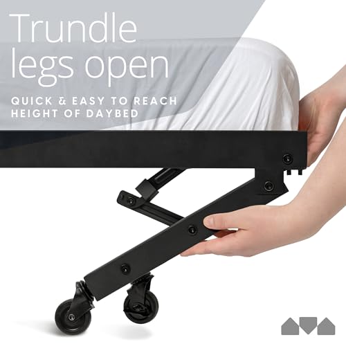 image for Milliard Twin Daybed with Backrest and Pop-Up Trundle Set, Modern Blac