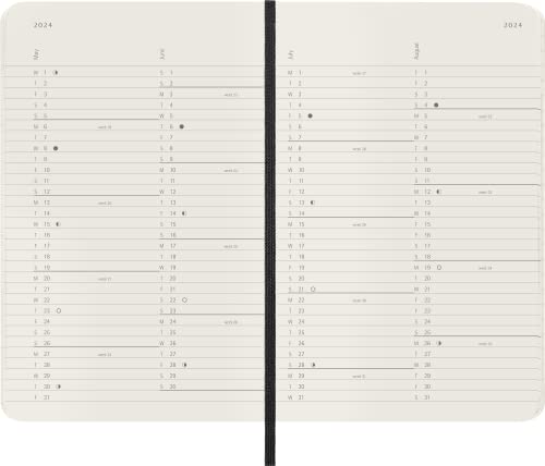 Moleskine 2024 Monthly Planner, 12M, Pocket, Black, Soft Cover (3.5 X 5.5) #TOP3