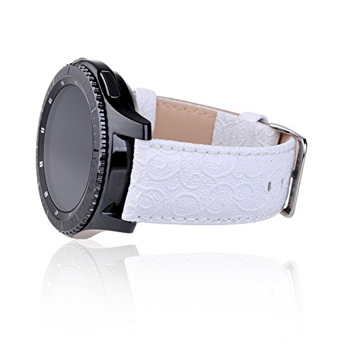 Thankscase For Samsung Galaxy Watch 3 45Mm Band, Galaxy Watch 46Mm Band, Gear S3 Classic/Frontier Band, Genuine Leather Wrist Strap Replacement With Embossed Pattern For Galaxy Watch 3 (Snow White) #TOP3