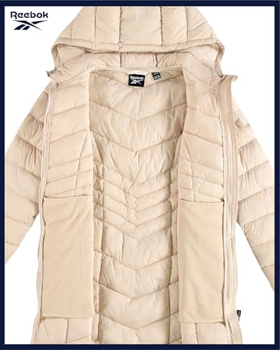 Reebok Womens Puffer Jacket - Long Quilted Hooded Winter Coat for Women - Lightweight Packable Outerwear Jackets for Women4