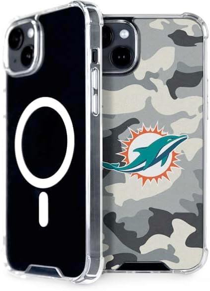 Skinit Phone Case Compatible with MagSafe iPhone 15 - Officially Licensed NFL Miami Dolphins Camo Design