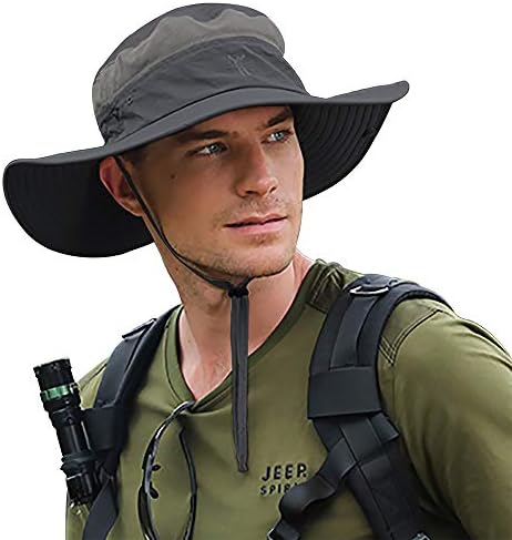 BAYINBULAK Sun Hat for Men/Women, Summer Outdoor Sun Protection Camping Outdoor Hat Beach Cap (Dark Gray)
