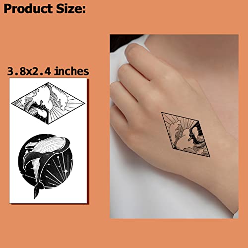 Cerlaza Temporary Tattoos For Men Women, 30 Sheets Small Hand Fake Tattoos For Adult Body Art, Waterproof Tattoo Stickers Space Moon Design On Neck Clavicle Shoulder #TOP2