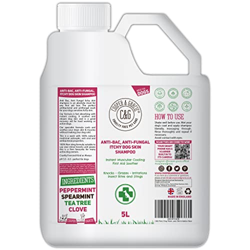 Dog Shampoo For Itchy Skin Antibacterial And Antifungal | 100% Natural Medicated Low Lather Safe Formula | Fast Absorbing and Skin Cooling First Aid | Great For Cuts Grazes Skin Irritation