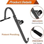 Heavy Duty Roof Ladder Hook With Wheel - Stabilizer for Ridge Extension, Rubber Grip T-Bar for Damage Prevention, Lock Jaw Grip, Fast & Easy Access to Steep Roofs (Patent)