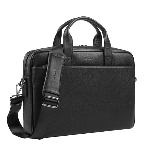 BEMON Porte ordinateur 15.6 pouces, porte documents en cuir grainé pour homme Enzo, 28 x 40 x 7 cm – vue 2