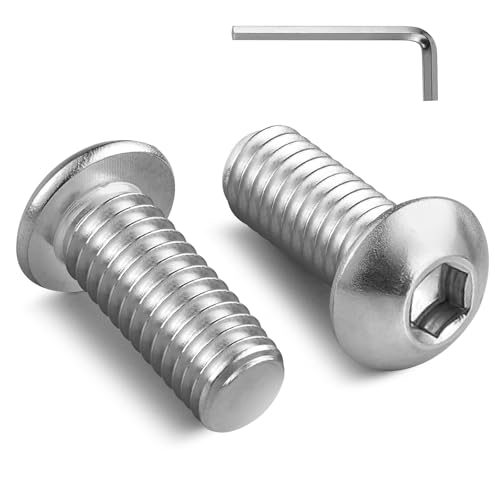 Image of 1 /4-20 x 1 /2 Inch Button Head Socket Cap Bolts Screws,304 Stainless Steel 18-8,Fully Threaded,Bright Finish,with Hex Spanner(30Pcs)