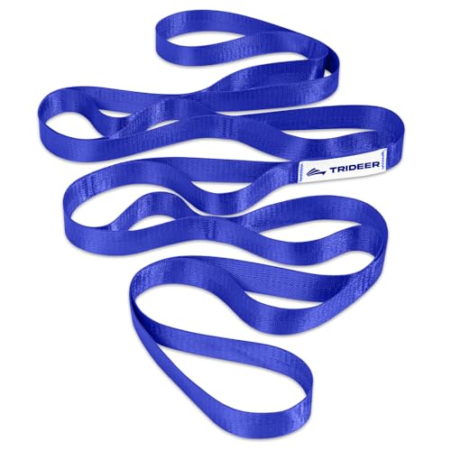 Trideer - Trideer Stretching Strap Yoga Strap Physical Therapy for Home Workout, Exercise, Pilates and Gymnastics, 10 Loops Non-Elastic Stretch Bands with Aesthetic Packaging for Women & Men (Dark Blue)
