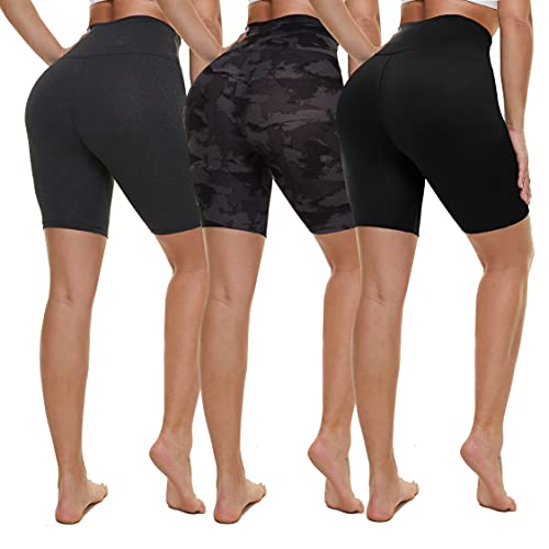 NexiEpoch 3 Pack Biker Shorts for Women High Waist - 8  Tummy Control Non See - Through for Workout Yoga Running