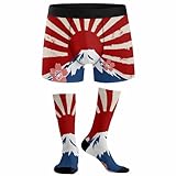 [Keikimeiker] ボクサーパンツ 富士山 桜 旭日旗 日の丸 海軍旗 和風 パンツM+ショートソックス メンズ 下着 前閉じ 紳士 おしゃれ またずれ防止 蒸れない 吸水速乾 通気 吸汗 抗菌 清潔 防臭効果 春夏秋 四季適用 日常着
