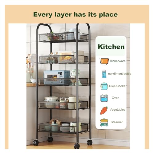 Carrito de almacenamiento de 4 niveles para organizar frutas y aperitivos en tu cocina 3