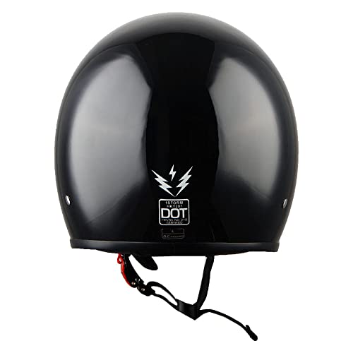 1Storm Motorcycle Open Face Helmet Mopeds Scooter Pilot Half Face Helmet With Detachable Clear Shield, Glossy Black #TOP6