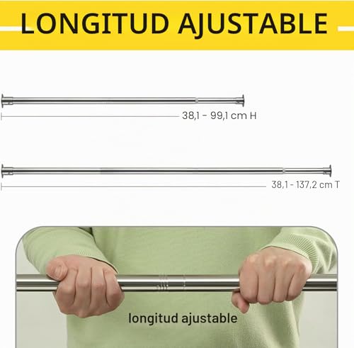 Miniatura 6 de Barra Para Armario Extensible, 38-99 Cm Riel Tubo Para Ropa Ajustable De Acero Inoxidable Para Armario De Dormitorio