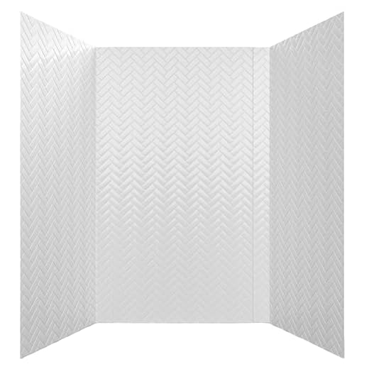 From Plain To Beautiful In Hours 133-HERR-KIT Herringbone Tile Tub and Shower Wall Panels Surround, Gloss White, 96 Square Feet