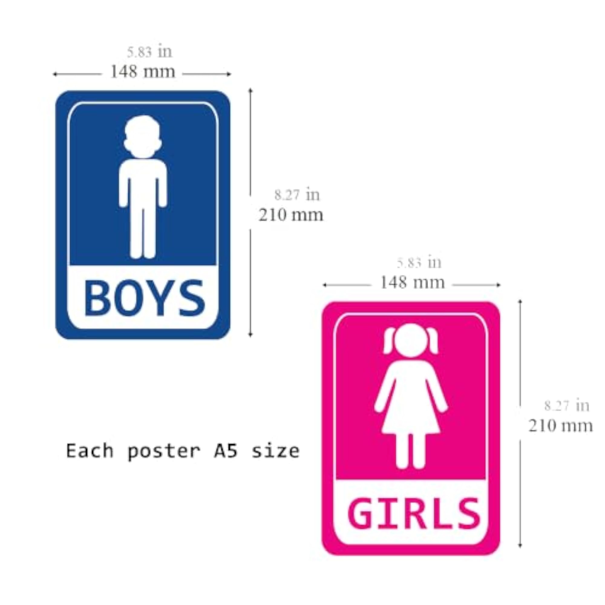 Self Adhesive Toilet Signs for School, Pack of 2 Sets