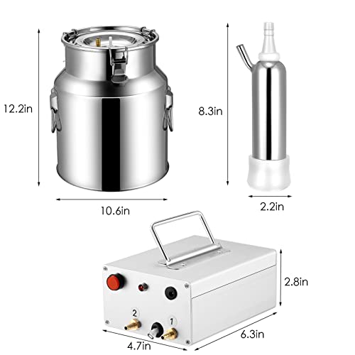 Kit de máquina de ordenhar elétrica de 14 L, de aço inoxidável, máquina de ordenhar de cabeça dupla,