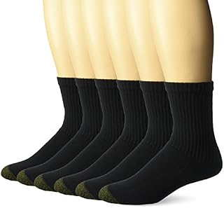 Gold Toe Men's Cushioned Cotton Short Crew Socks, 6-Pack, black, Shoe Size: 6-12.5