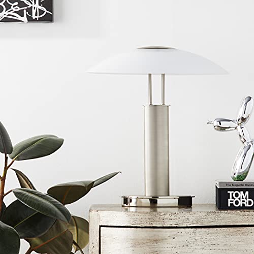 Artiva Usa Avalon 9476Tcm Touch-Switch Table Lamp, Frosted Canoe Glass Shade, Satin Nickel And Chrome Finish 18.5-Inch X 16.5-Inch #TOP4