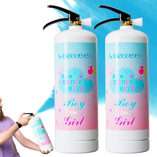 Giant Gender Reveal Fire Extinguisher: 2 Packs Gender Reveal Ideas Only for Baby Boy Suitable for Gender Reveal Decorations - 20+ Feet (Blue)