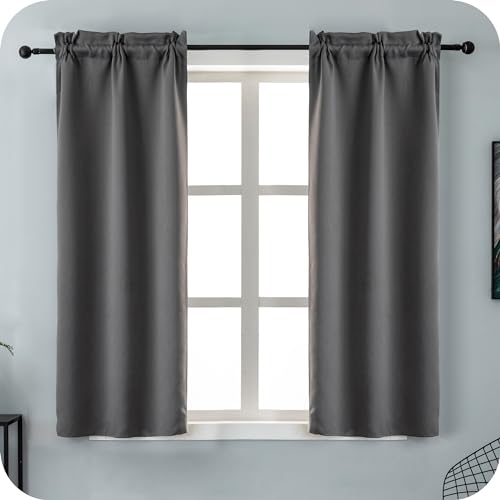 GIRASOLE HOME - Paire de rideaux occultants gris doux, unis, isolés, pour salon, chambre à coucher et intérieur, 2 panneaux avec poche, 70 x 145 cm