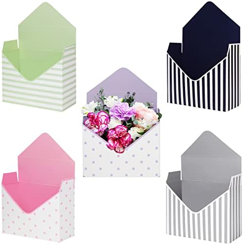 Belle Vous 5 Pack Flower Bouquet Envelope Gift Box - 20 x 7 x 14.5cm / 7.87 x 2.76 x 5.71 Inches - Florist Paper Packaging Boxes/Wrapping Supplies - For Wedding, Birthday & Valentine's Day Flowers