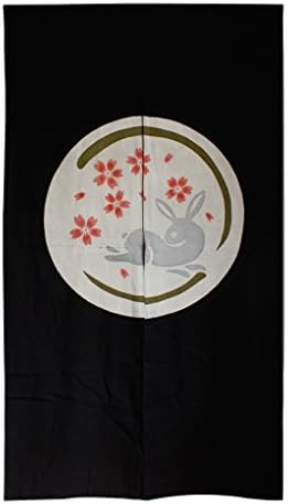 NAYEARN Chinese Japanese Cotton Noren Tapestry Screen Printed Doorway Curtain 33.4 inches Wide by 59 inches Long (Bunny & Sakura)