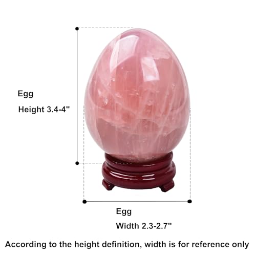 Image of AMOYSTONE Decorative Rose Quartz Egg, Irregular Large Healing Crystal, Natural Stone Carving for Home Decoration, 3.5-4 inch, Energy Cleansing & Gift
