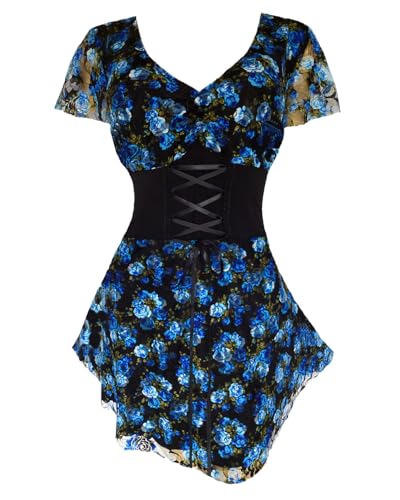 Dare to Wear Victorian Gothic Boho Women's Plus Size Sweetheart Corset Top Blue Dream S
