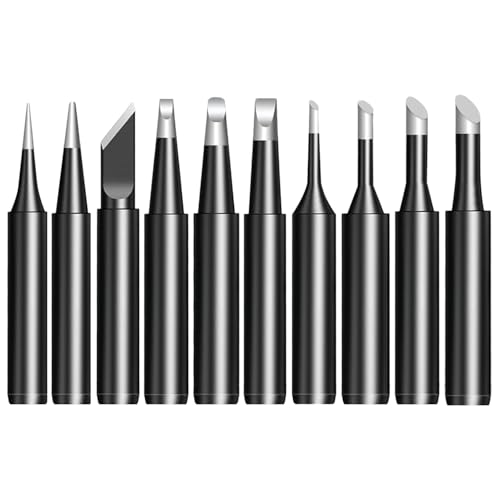 10 Pièces Jeu de Pointes de fer à Souder, Station de Soudage 936 Universelle, Diverses Spécifications, Etamage Lisse, Panne fer à Souder, Convient à la Plupart des Travaux de Soudage (Noir)