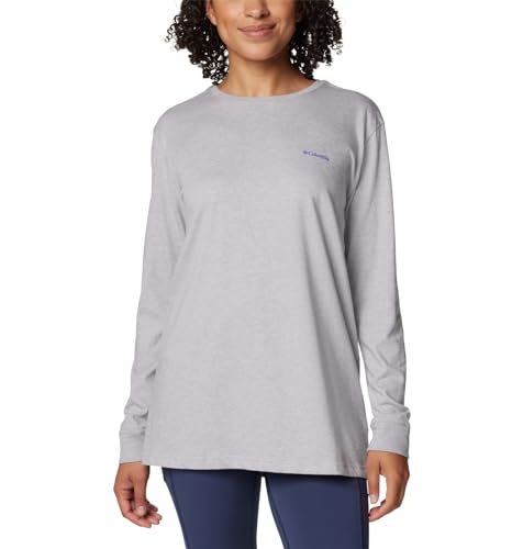 Columbia Women's North Cascades Long Sleeve Tee, Columbia Grey Heather/Linear Drifts, X-Small