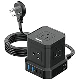 Power Strip with USB, USB C (3.0A) Power Strip with 5 Outlets, 2 USB-C & 2 USB-A, 5 FT Flat Extension Cord with Ultra Thin Flat Plug, Surge Protector Compact for Home Office, Dorm, Hotel Travel