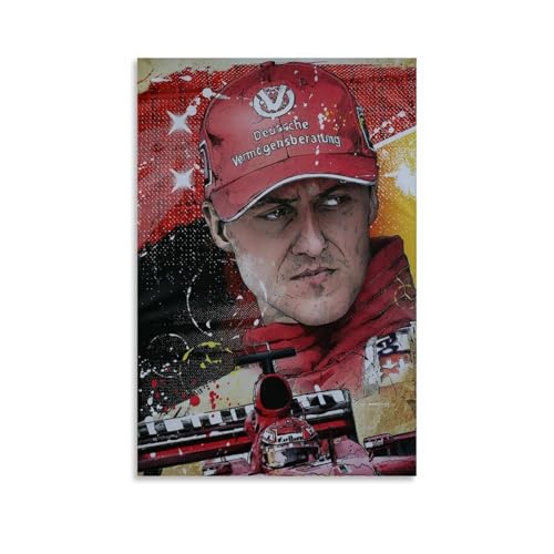 HKLOPUY Poster decorativo da parete su tela con le leggende di F1 Michael Schumacher, stampa moderna su tela, poster decorativo per la camera da letto, 20 x 30 cm