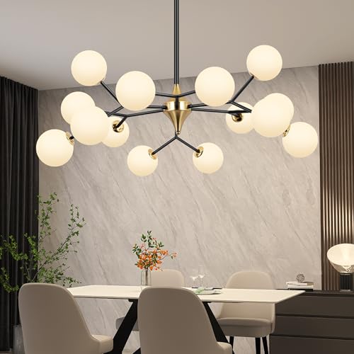 COCOSTAR 39" Black and Gold Sputnik Chandelier 15-Light Semi Flush Mount by COCOSTAR - Used condition - US$155.26