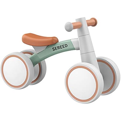 SEREED Baby Balance Bike for 1 Year Old Boy Girl, First Birthday Gift Toy | 12-24 Months Toddler Bike, First Learning Ride on Toys, 4 Silent Wheels Indoor Outdoor Baby Walker, Green