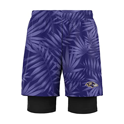 FOCO Baltimore Ravens NFL Mens Floral Black Liner Shorts