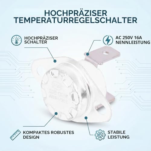 Fafeicy KSD302 175℃ Thermostat, AC250V 16A Temperaturregelung Thermoschalter, Normalerweise geschlossen, niedriger Fehler (175℃)