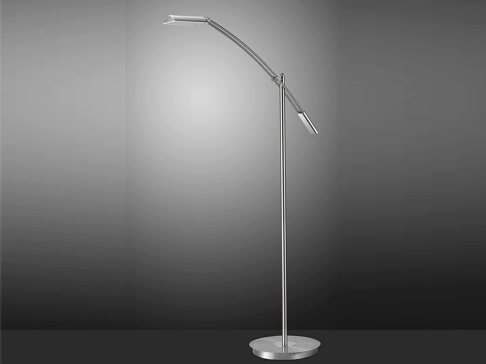 Trio Leuchten LED Stehleuchte Verdona 420810107, Metall Nickel matt, inkl. 12 Watt LED, Dimmer, 70 x 27 x 130 cm