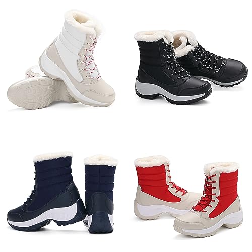 Women's Winter Warm Lightweight Mid-Calf Snow Boots Outdoor Lace-up Non-Slip Waterproof Casual Ankle-Support Short Booties Fashionable Winter Boots2