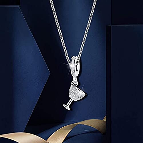 Mzc Jewelry Pave Cocktail Wine Glass Cup Charm Women Wife Dangle Beads Charm For Mom Snake European Pandora Bracelets #TOP1