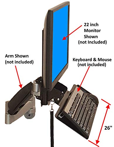Sds Imount 4.0 Adjustable Vesa Monitor & Keyboard Wall Mount System With Tilt & Fold-Up, Black, Small Foot Print, Workstation, Mounts Direct To Wall 26 Inch Wide Tray, Arm Not Included #TOP4