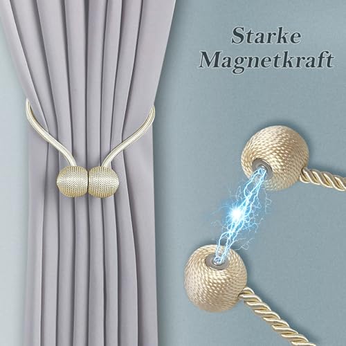 TopHomer Beige Magnetic Curtain Tiebacks, 2 Pieces, Polyester, 49 cm, European Style - Image 4