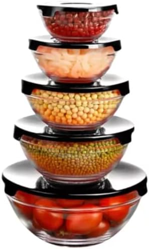 KIT 5 Potes de Vidro Herméticos com Tampa Anti Odores Redondos - ...