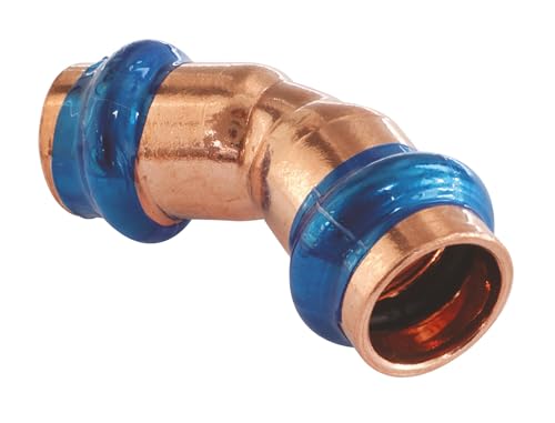 SOMATHERM FOR YOU, Courbe 45° en cuivre à sertir FF Ø12, raccord indémontable conforme EN1057, pression max 16 bars, température max 95°C, joint d'étanchéité EPDM, profil V