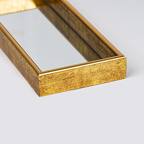 Maoname Gold Decorative Tray, Plastic Glass Mirror Tray, Long Narrow Vanity Organizer Tray, Rectangular Serving Tray For Bathroom, Dresser, 10.2" X 3.9" X 1.1" #TOP4