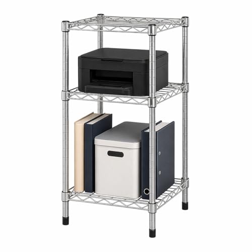 Honey-Can-Do 3-Tier Heavy Duty Adjustable Shelving Unit, 200-lb Per Shelf Stackable Modular Metal Storage Rack, Chrome Wire Shelf, 15 x 14 x 30 in